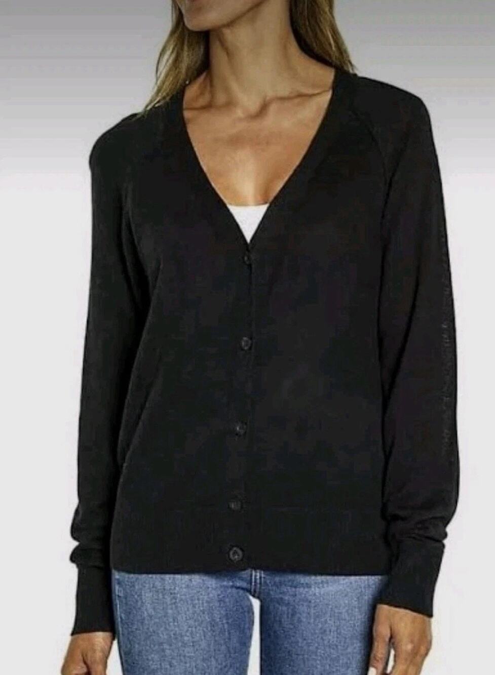 NWT GAP Womens Cardigan Sz M Button Sweater True Black School Office Career